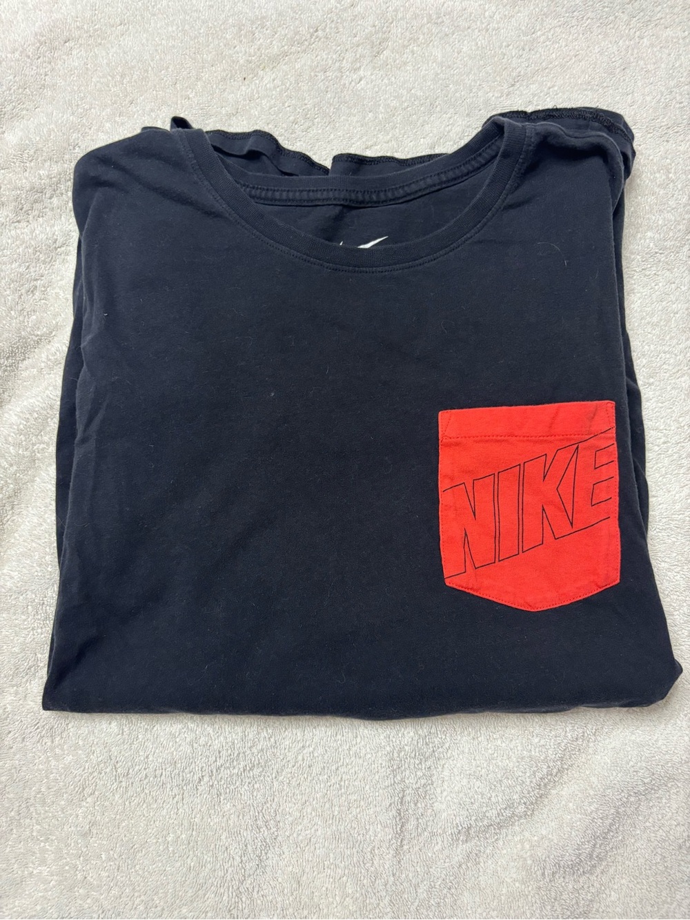 Nike Men’s Black Short Sleeve Tee with Red Pocket Logo